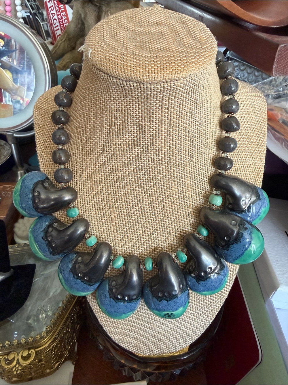 Handcrafted Gem Stone Statement Necklace - Women Jewelry